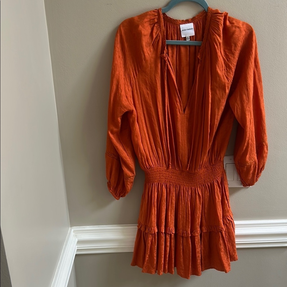 Skylar + Madison Rayon Burn Orange Long Sleeve Dress Size Large